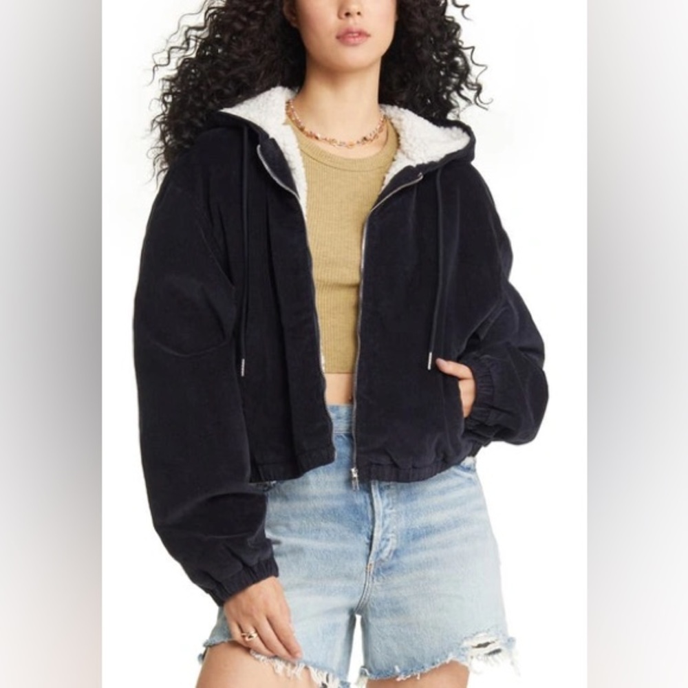 BP Navy Corduroy Jacket- Fuzzy